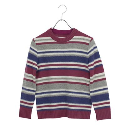 ＜Liliane Burty Eclat (Women/小さいサイズ) ＞【Ｓ・Ｍサイズ】ランダムボーダー　クルーネックニット（７３１３１４０１）