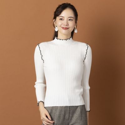 ＜Liliane Burty Eclat (Women/小さいサイズ) ＞【Ｓ・Ｍサイズ】配色メロー　１２ＧＧリブニット（７３１３１４０７）