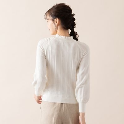 【Ｃｈａｒｍｅ　ｐａｒ　Ｅｃｌａｔ】フリル衿　ウォッシャブルニット（７３１３１５６２）