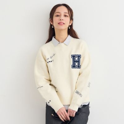 ＜Liliane Burty Eclat (Women/小さいサイズ) ＞【洗える】カレッジ刺繍ニット（７３１３１６０１）