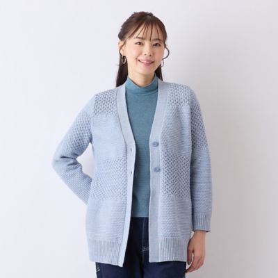 【Ｓ・Ｍサイズ】変わり編みボーダー　ニットカーディガン（７３１３２５０２）