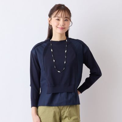 【Ｃｈａｒｍｅ　ｐａｒ　Ｅｃｌａｔ】ニット×布帛配色プルオーバー（７３１３２５６５）