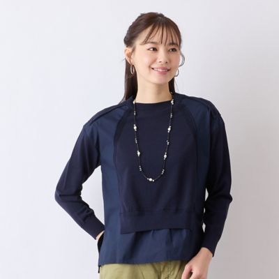 【Ｃｈａｒｍｅ　ｐａｒ　Ｅｃｌａｔ】ニット×布帛配色プルオーバー（７３１３２５６５）
