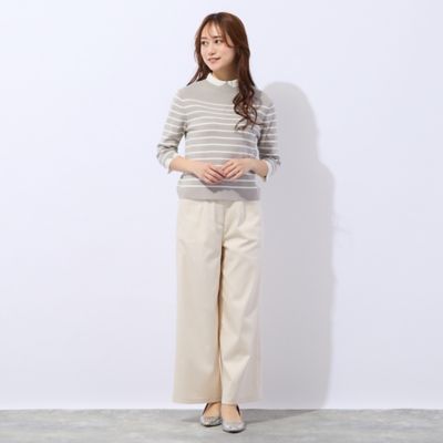 洗える】衿付き風ボーダーニット（73132607） | Liliane Burty