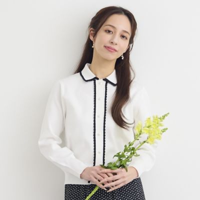 ＜Liliane Burty Eclat (Women/小さいサイズ) ＞【洗える】スカラップニットカーディガン（７３１３２６４２）