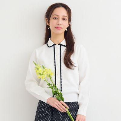 洗える】スカラップニットカーディガン（73132642） | Liliane