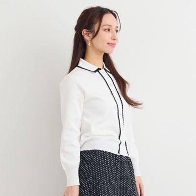 洗える】スカラップニットカーディガン（73132642） | Liliane
