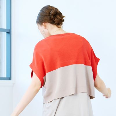 【Ｓ～Ｍフリーサイズ】ウォッシャブル　バイカラープルオーバーニット（７３１３３５０５）