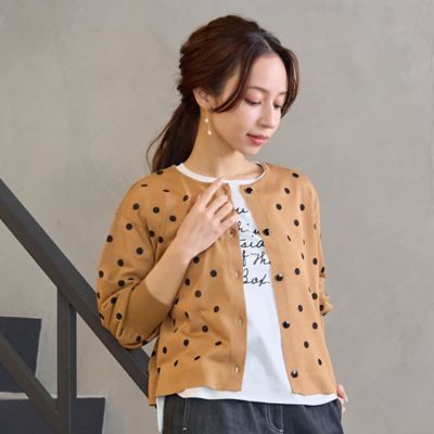 洗える】ドットプリントカーディガン（73133602） | Liliane