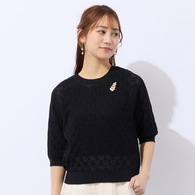 洗える】ローゲージ透かし編みニット（73134601） | Liliane