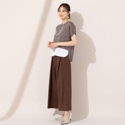 【Ｓ・Ｍサイズ】ニット×布帛　フレンチスリーブプルオーバー（７３１３５４６１）