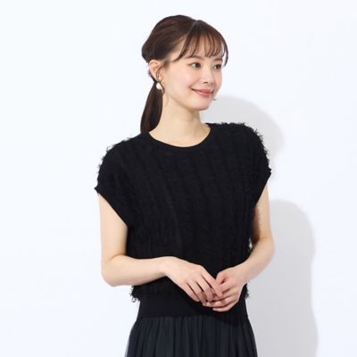 ＜Liliane Burty Eclat (Women/小さいサイズ) ＞ギマフリンジ　プルオーバーニット（７３１３５５０１）