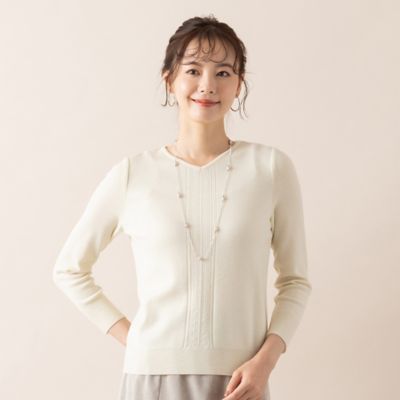 【最終値下げ】bibiy. LILLIAN BALLOON KNIT アンサンブル対応／S・Mサイズ】ゴム編みVネック プルオーバー