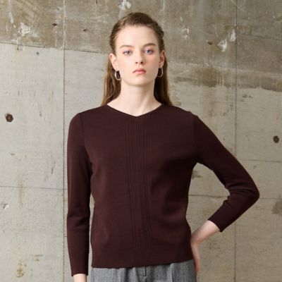 アンサンブル対応／S・Mサイズ】ゴム編みVネック プルオーバー