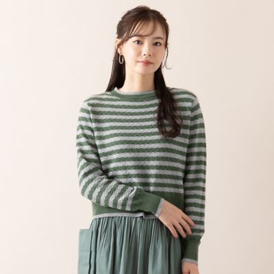 【Ｃｈａｒｍｅ　ｐａｒ　Ｅｃｌａｔ】地柄ボーダーニット（７３１３６４６６）