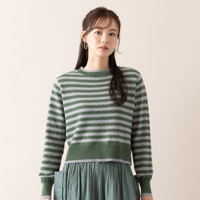 【Ｃｈａｒｍｅ　ｐａｒ　Ｅｃｌａｔ】地柄ボーダーニット（７３１３６４６６）