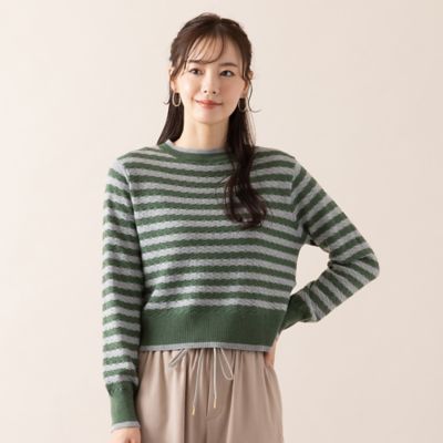 【Ｃｈａｒｍｅ　ｐａｒ　Ｅｃｌａｔ】地柄ボーダーニット（７３１３６４６６）