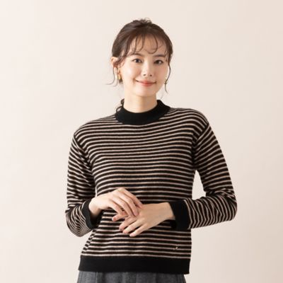 Liliane Burty Eclat (Women/小さいサイズ) /リリアンビューティ エクラ 【アンサンブル対応/S・Mサイズ】カシミヤ12GGボーダーニット(73136494)