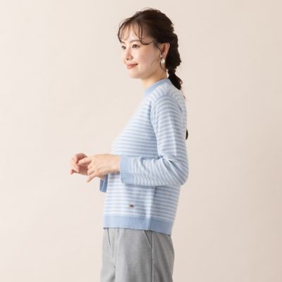 【アンサンブル対応／Ｓ・Ｍサイズ】カシミヤ１２ＧＧボーダーニット（７３１３６４９４）