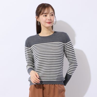 ＜Liliane Burty Eclat (Women/小さいサイズ) ＞プルオーバーボーダーニット（７３１３６５０２）