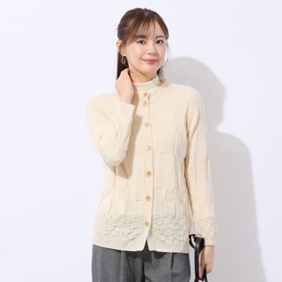 Liliane Burty Eclat (Women/小さいサイズ) /リリアンビューティ エクラ ホールガーメント編地変化カーディガン(73136521) シロ トップス【三越伊勢丹/公式】