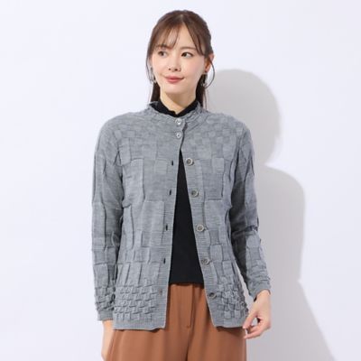 Liliane Burty Eclat (Women/小さいサイズ) /リリアンビューティ エクラ ホールガーメント編地変化カーディガン(73136521) グレー トップス【三越伊勢丹/公式】