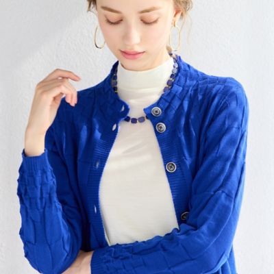 Liliane Burty Eclat (Women/小さいサイズ) /リリアンビューティ エクラ ホールガーメント編地変化カーディガン(73136521) アオ トップス【三越伊勢丹/公式】