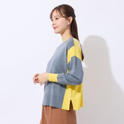 ＜Liliane Burty Eclat (Women/小さいサイズ) ＞【洗える】バイカラープルオーバーニット（７３１３６５２２）