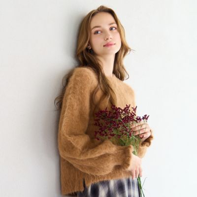 アルパカシャギープルオーバーニット（73136553） | Liliane