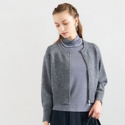 洗える】ネップツイードジップアップニット（73136562