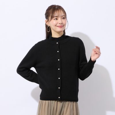 レリアン カシミヤ アンサンブル セット ニットカーディガン トップス パール キャミソール×ボーダー柄パールニットカーディガンアンサンブル