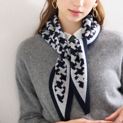 Liliane Burty Eclat (Women/小さいサイズ) /リリアンビューティ エクラ 幾何柄ニットストール(73166501) クロ スカーフ・ショール【三越伊勢丹/公式】