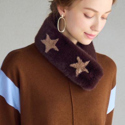 一部店舗・オンラインショップ限定】フェイクファー星ティペット