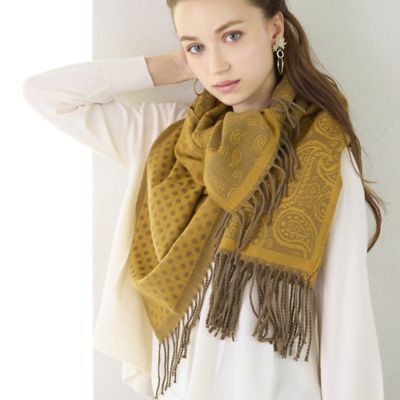 Liliane Burty Eclat (Women/小さいサイズ) /リリアンビューティ エクラ【一部店舗・オンラインショップ限定】ペイズリードットリバーシブルストール(73166505) キイロ スカーフ・ショール【三越伊勢丹/公式】
