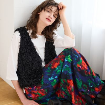 ＜R-ISM(Women) ＞【追加生産】【洗える】フェザーニットファンシーベスト（８１００５５０１Ａ）