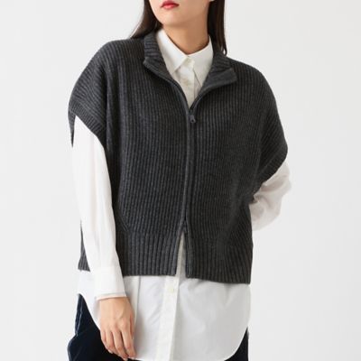 カシミヤブレンド30％】ジップニットベスト（81006506） | R