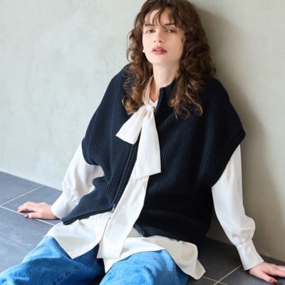 カシミヤブレンド30％】ジップニットベスト（81006506） | R