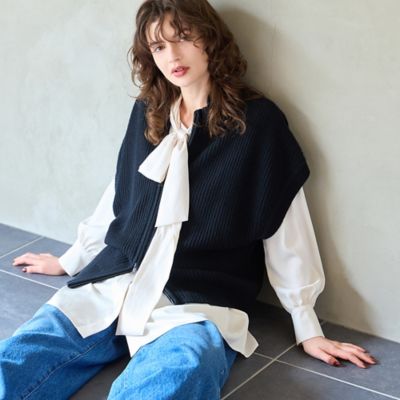 カシミヤブレンド30％】ジップニットベスト（81006506） | R