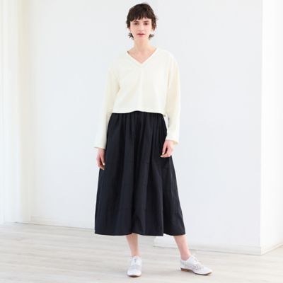 洗える】ニット×タフタコンビワンピース（81012601） | R-ISM