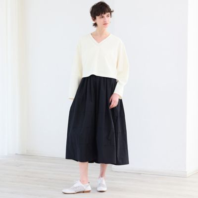 洗える】ニット×タフタコンビワンピース（81012601） | R-ISM