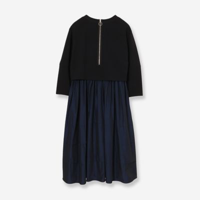 洗える】ニット×タフタコンビワンピース（81012601） | R-ISM