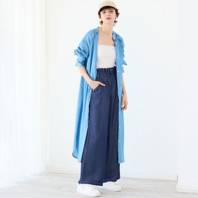 セットアップ対応・洗える】シャンブレーデニムシャツワンピース