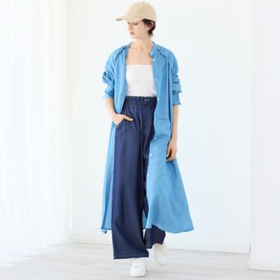 セットアップ対応・洗える】シャンブレーデニムシャツワンピース