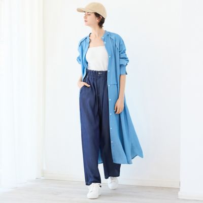 セットアップ対応・洗える】シャンブレーデニムシャツワンピース