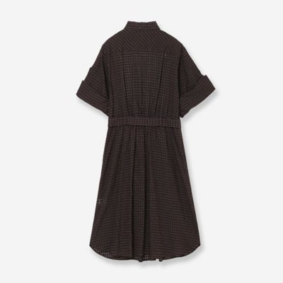 尾州素材・洗える】シアーチェックシャツワンピース（81013611