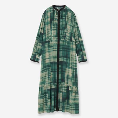 美品⁂センソユニコ⁂膝丈ワンピース チェック　リネン　フレア　パッチワーク　M 美品⁂センソユニコ⁂ 膝丈ワンピース チェック リネン フレア