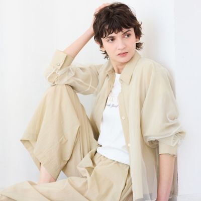 ＜R-ISM(Women) ＞【セットアップ対応・接触冷感・Ｓ／Ｍ／Ｌサイズ】オーガンジーラップブラウス（８１０３２６０６）