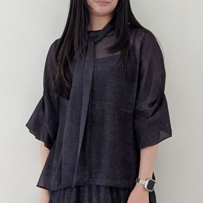 セットアップ対応・洗える・S／M／Lサイズ】シフォンデニムプリント