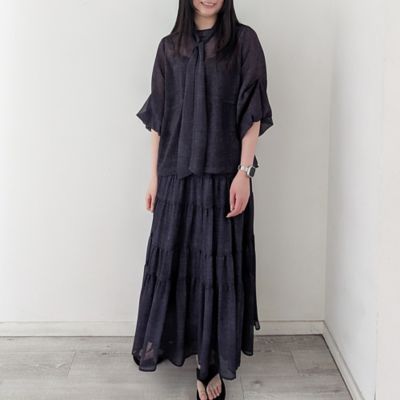 セットアップ対応・洗える・S／M／Lサイズ】シフォンデニムプリント