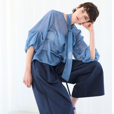 セットアップ対応・洗える・S／M／Lサイズ】シフォンデニムプリント